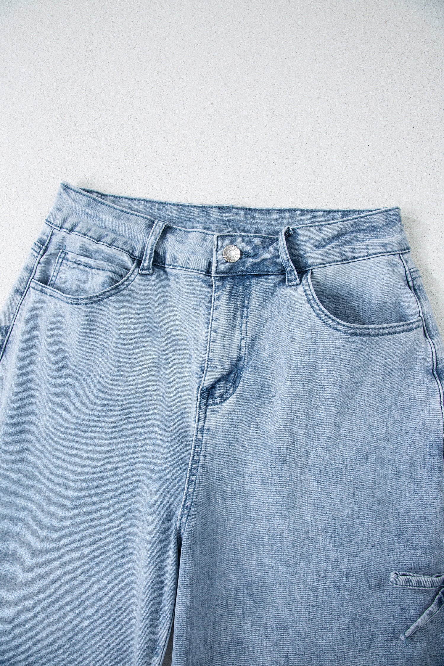 Bowknot Straight Leg Loose Jeans