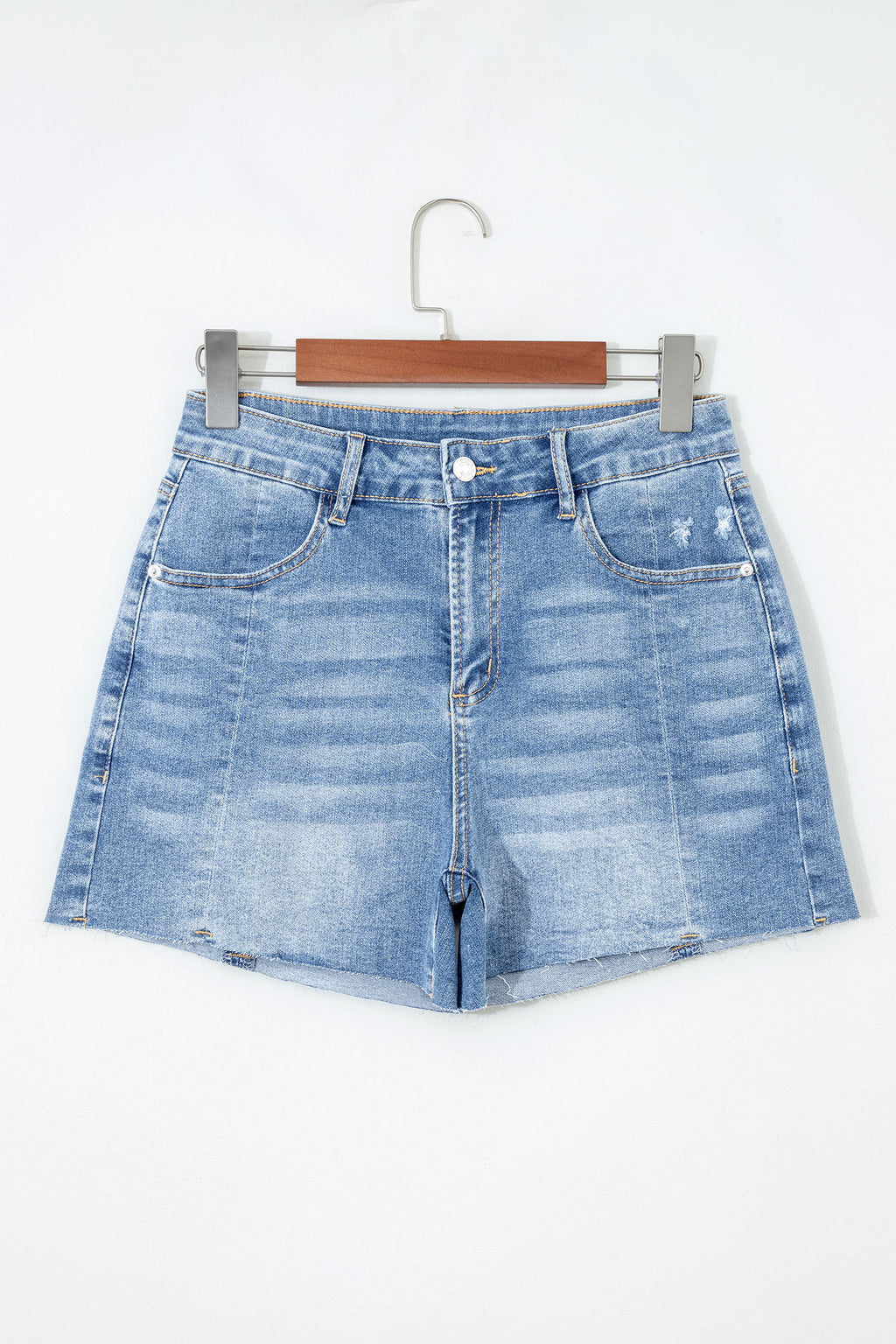 Acid Wash Raw Hem Denim Shorts