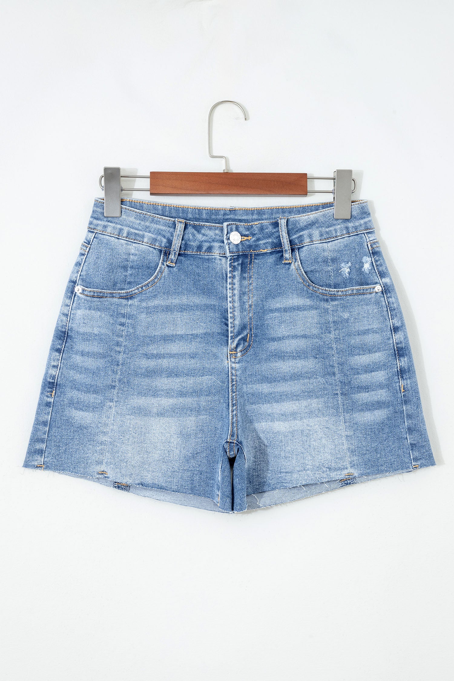 Acid Wash Raw Hem Denim Shorts