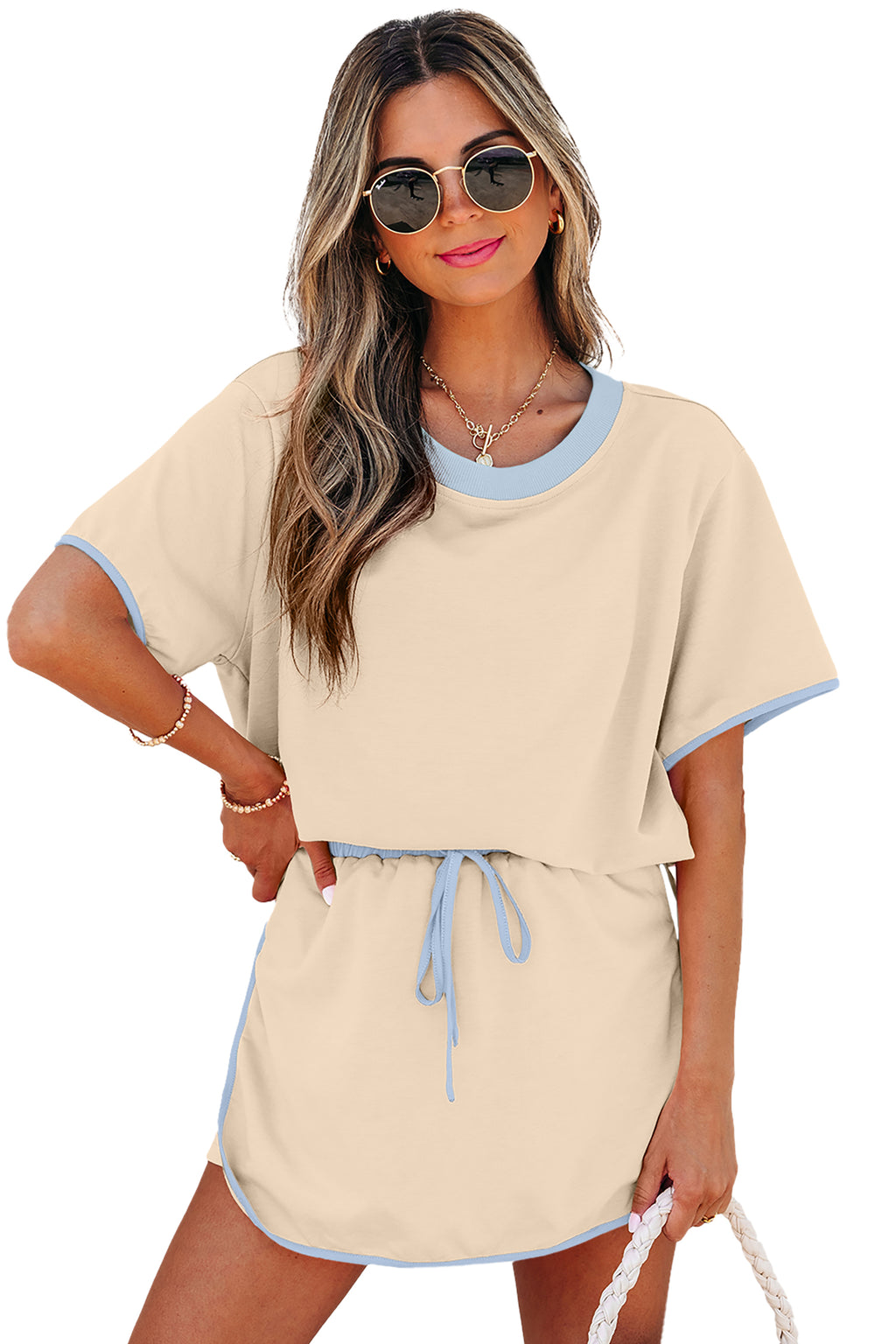 Drop Shoulder T Shirt and Skort Set