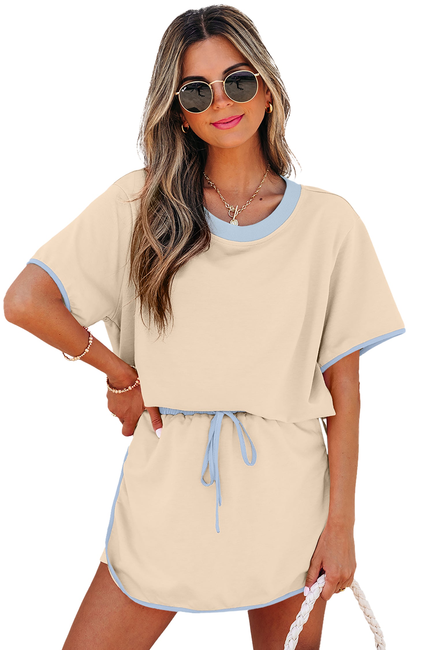 Drop Shoulder T Shirt and Skort Set