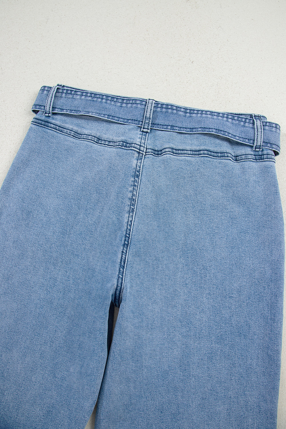 Vintage Washed Knot Belt Wide Leg Jeans