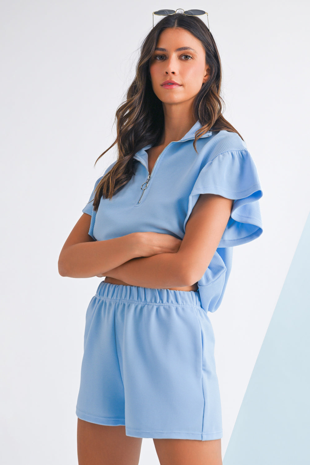 Ribbed Short Sleeve Tee and Shorts Set