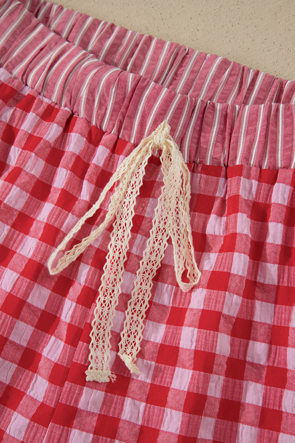 Ruffle Striped Lace Tie Shorts