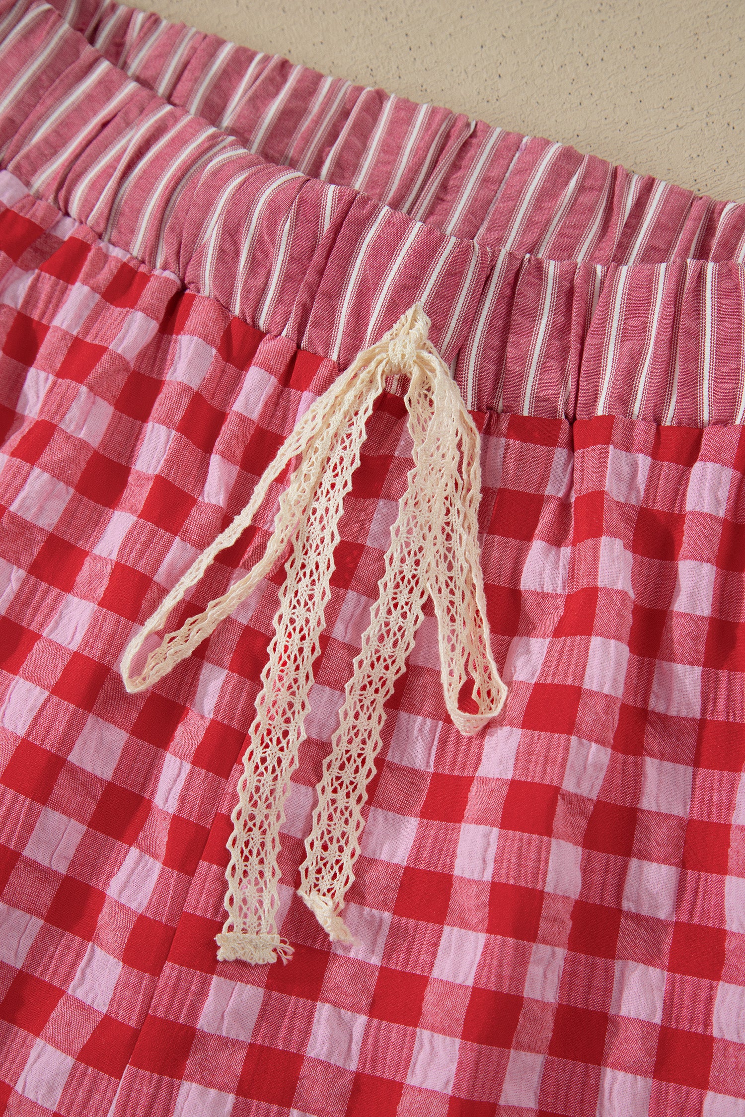 Ruffle Striped Lace Tie Shorts