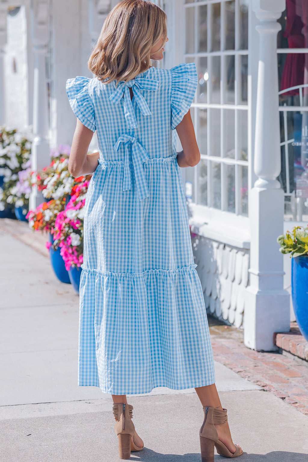 Knot Back Ruffled Short Sleeve Maxi Dress