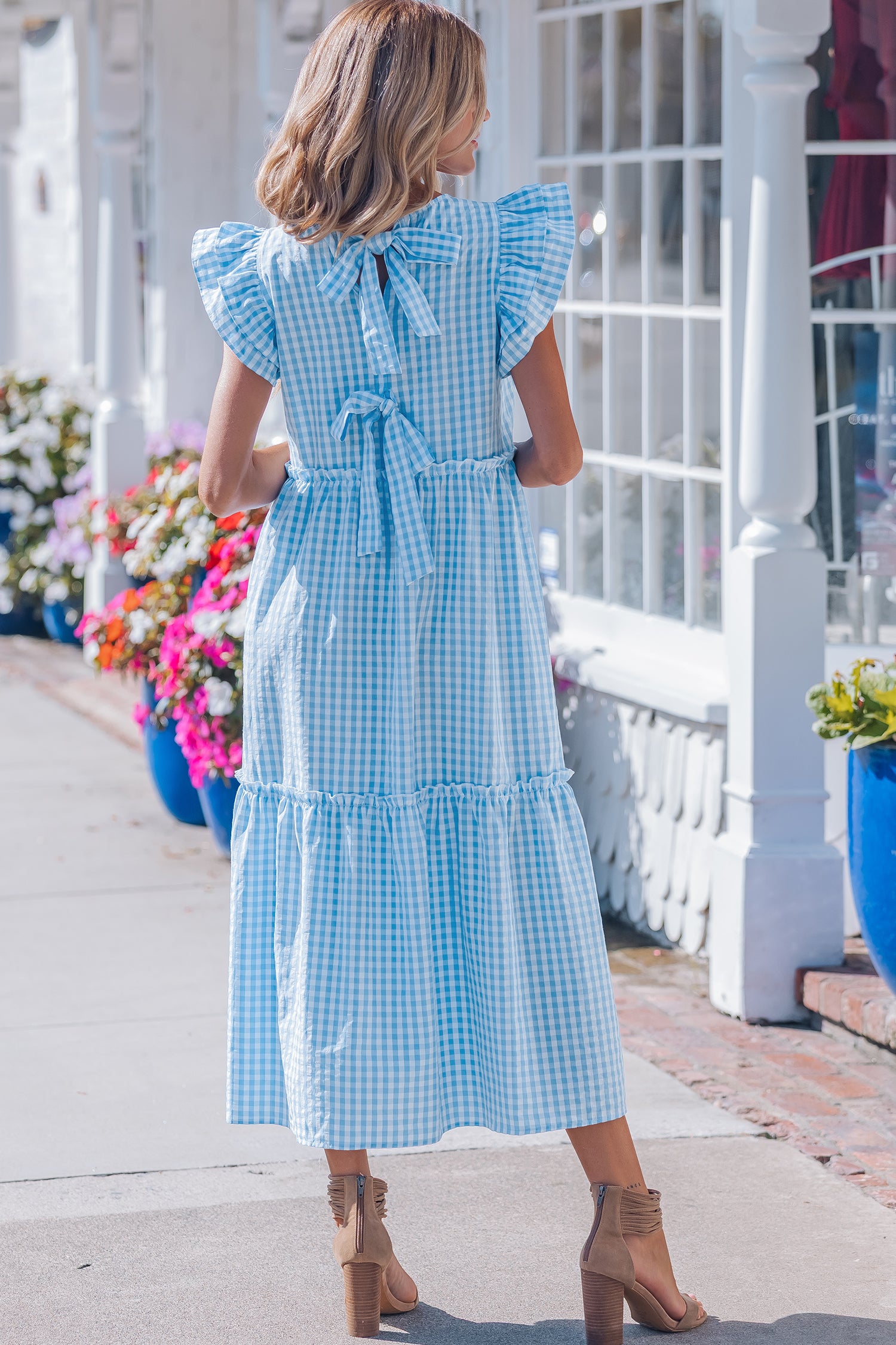 Knot Back Ruffled Short Sleeve Maxi Dress