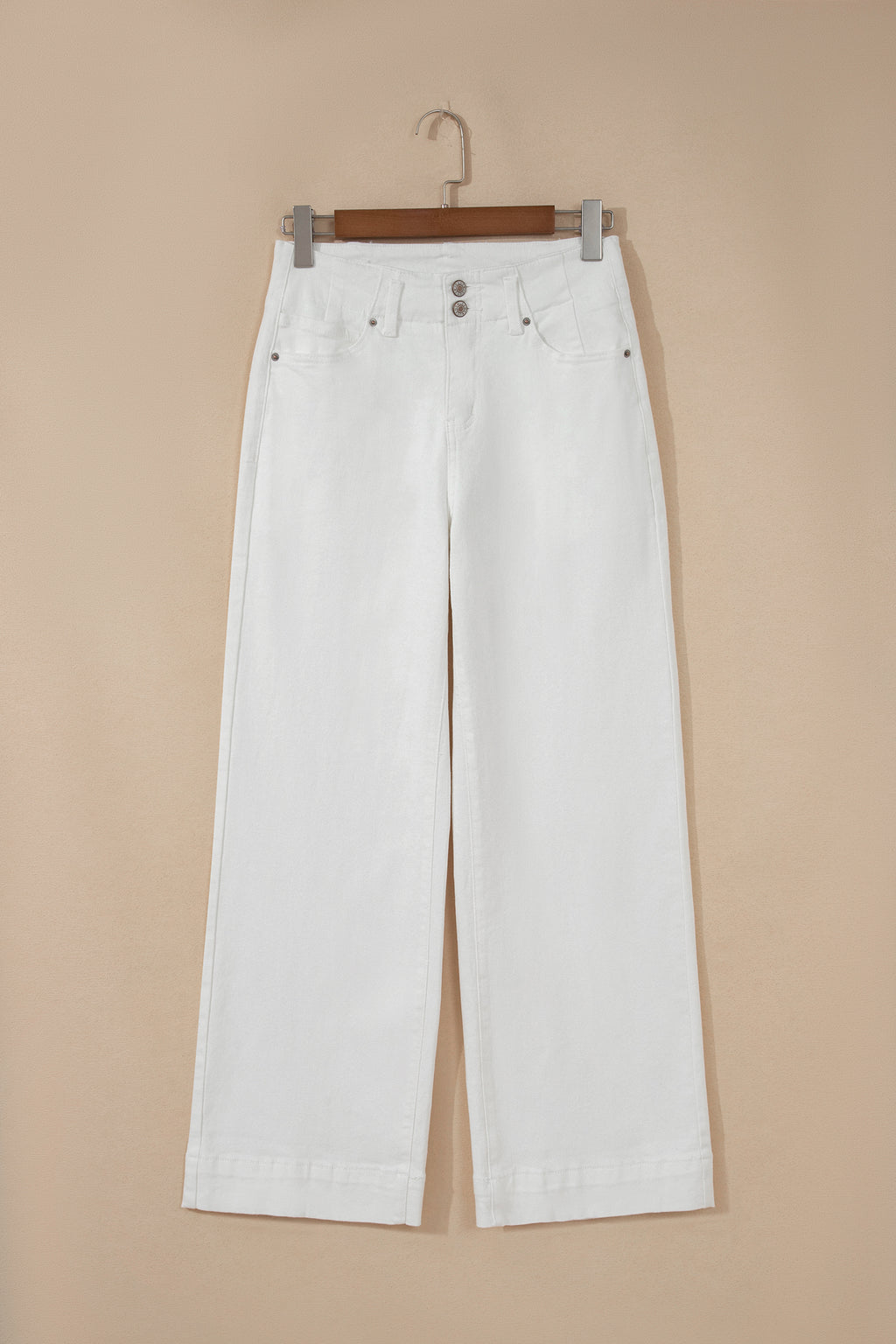 Button High Waist Wide Leg Jeans