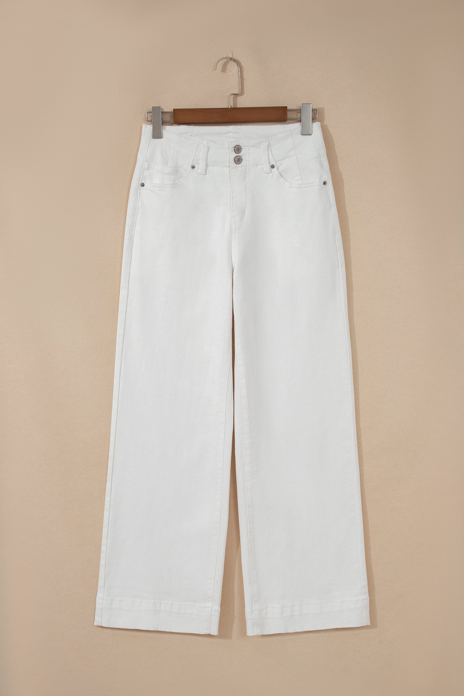Button High Waist Wide Leg Jeans