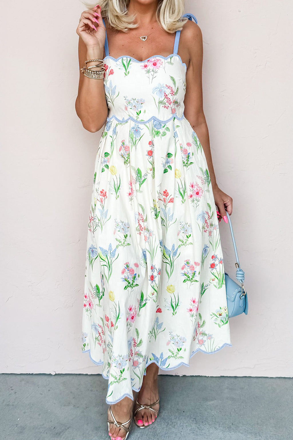 Yellow Self-tie Straps High Waist Midi Dress