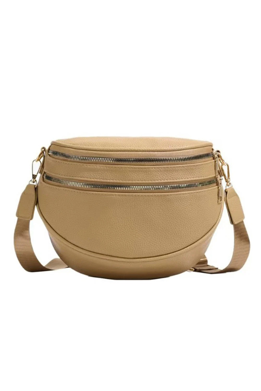 Leather Double Zipper Crossbody Bag