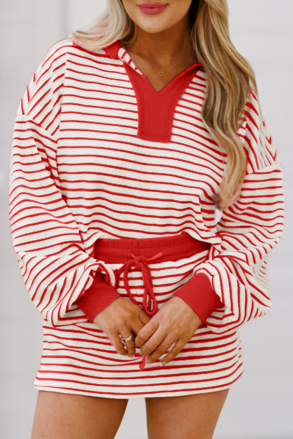 Drop Shoulder Pullover and Skirt Set