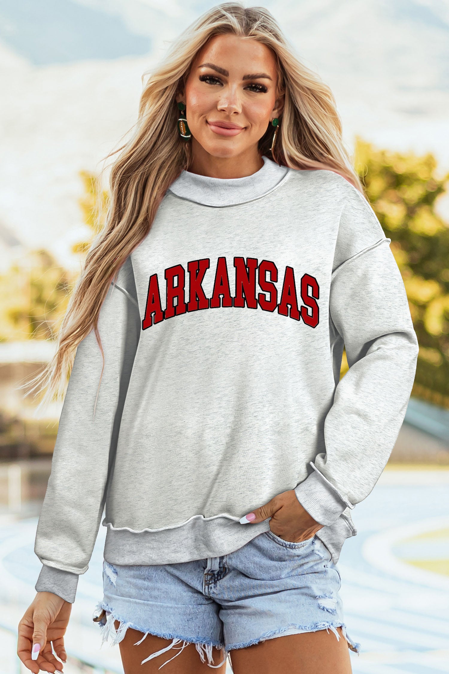 ARKANSAS/AR Mock Neck Reversible Sweatshirt