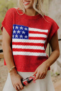 Flag Short Sleeve Sweater Top