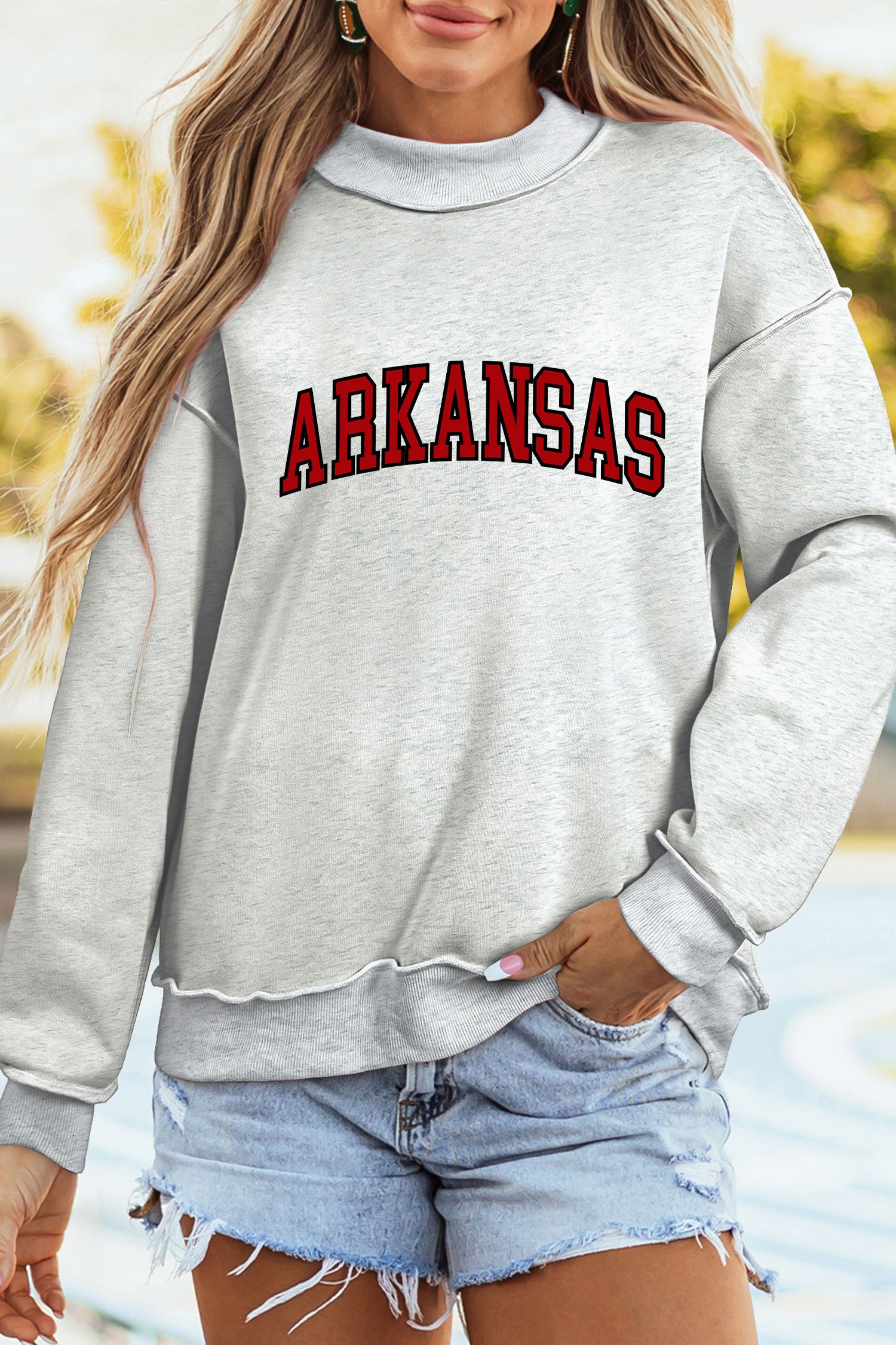 ARKANSAS/AR Mock Neck Reversible Sweatshirt