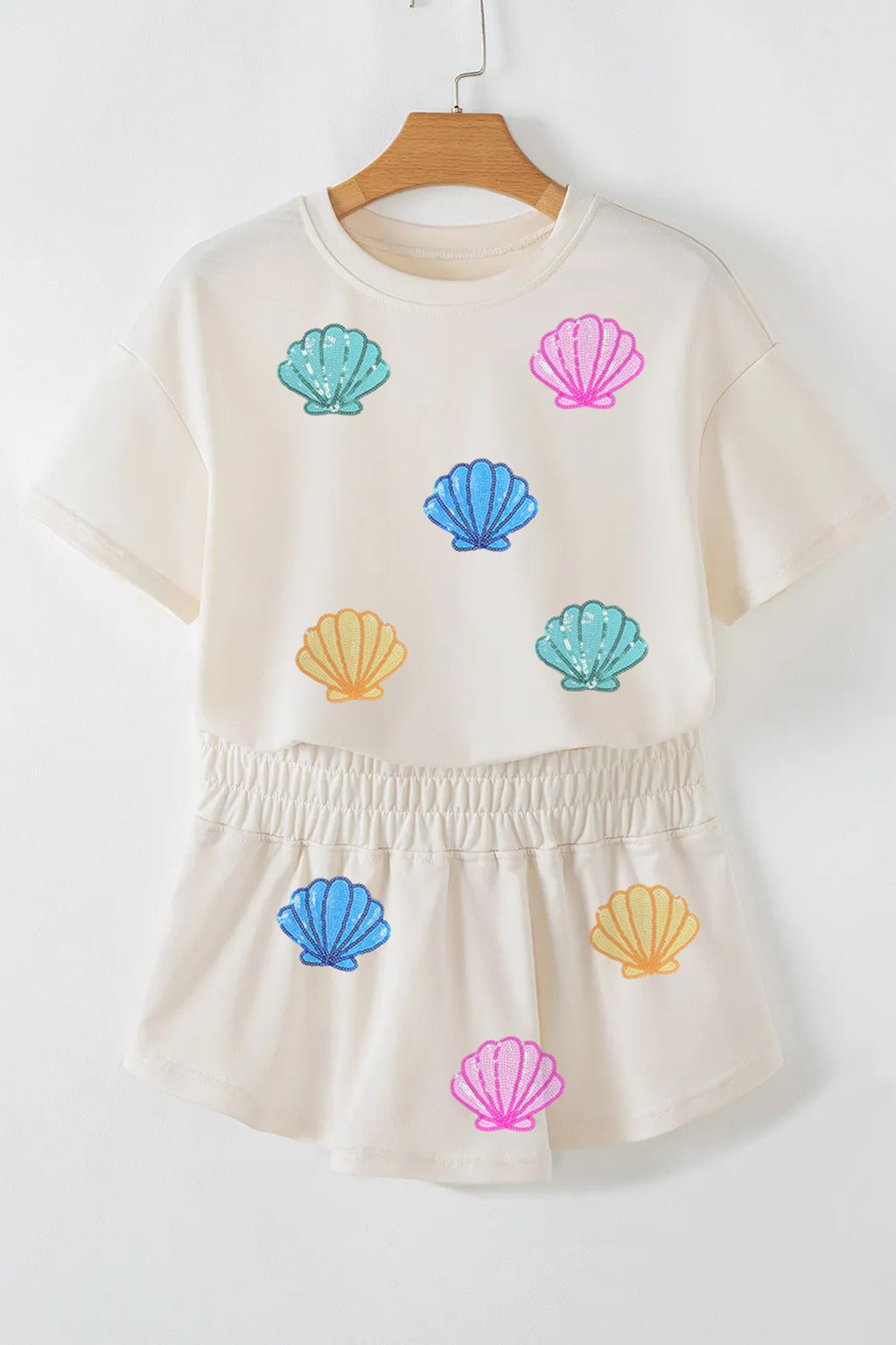Sequin Shells Cropped Skort Set