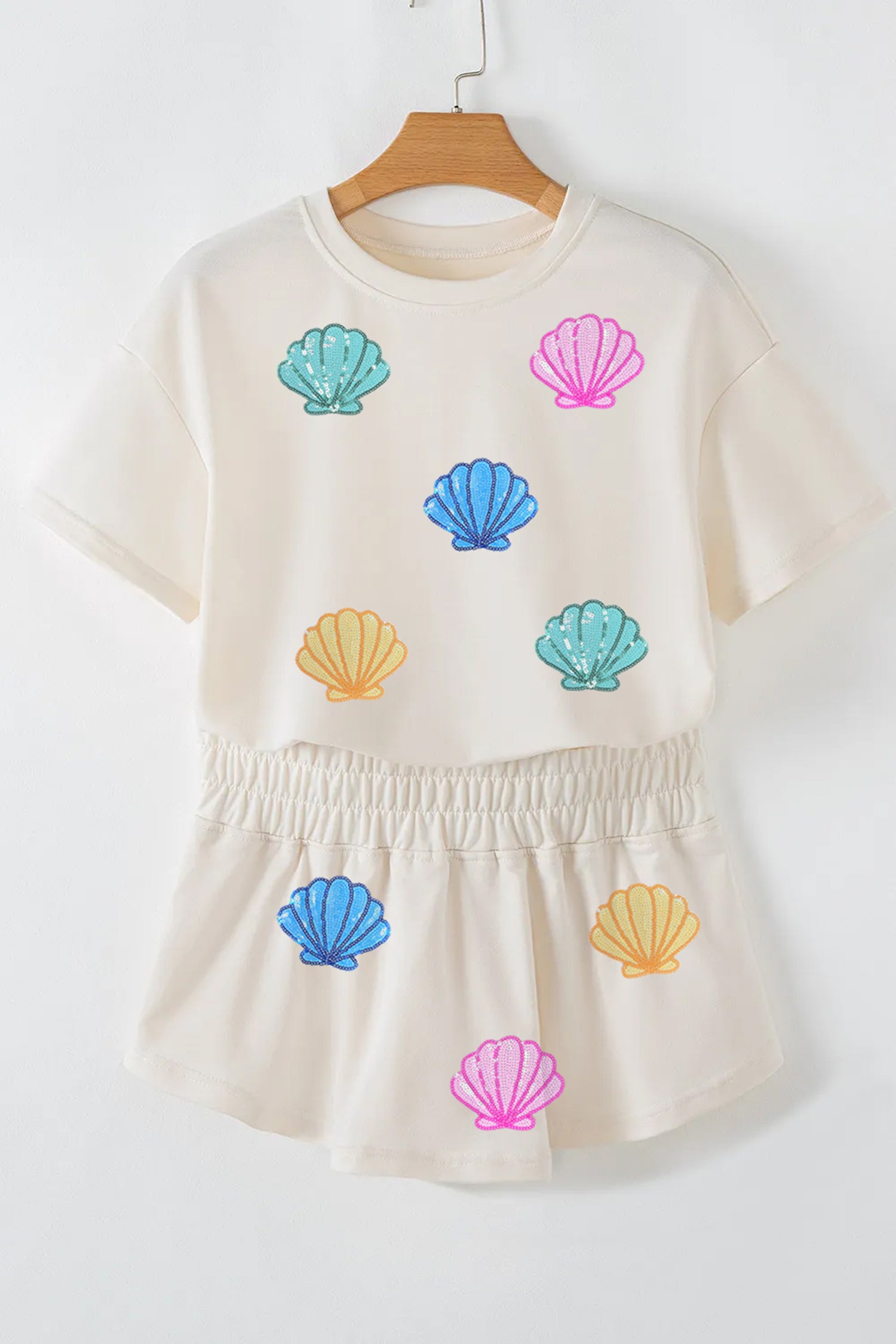Sequin Shells Cropped Skort Set