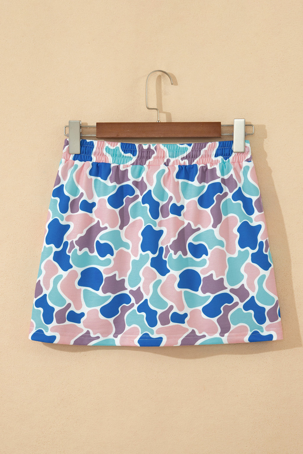 Camo Elastic Waist Drawstring Mini Skort