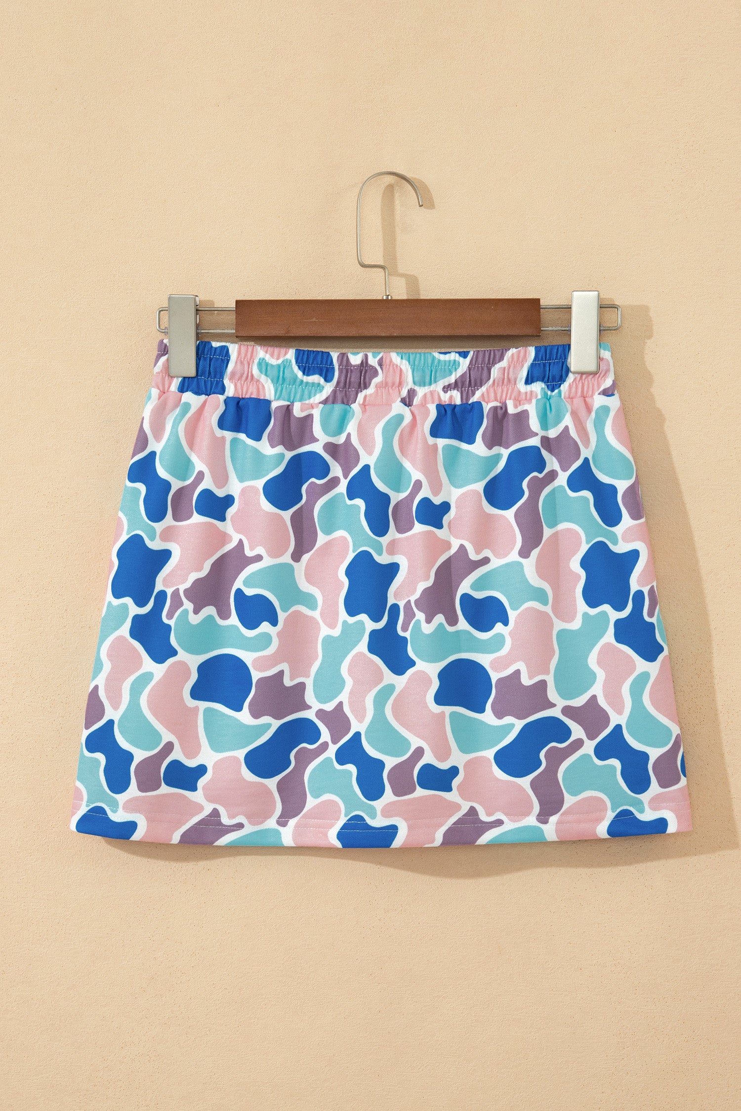 Camo Elastic Waist Drawstring Mini Skort