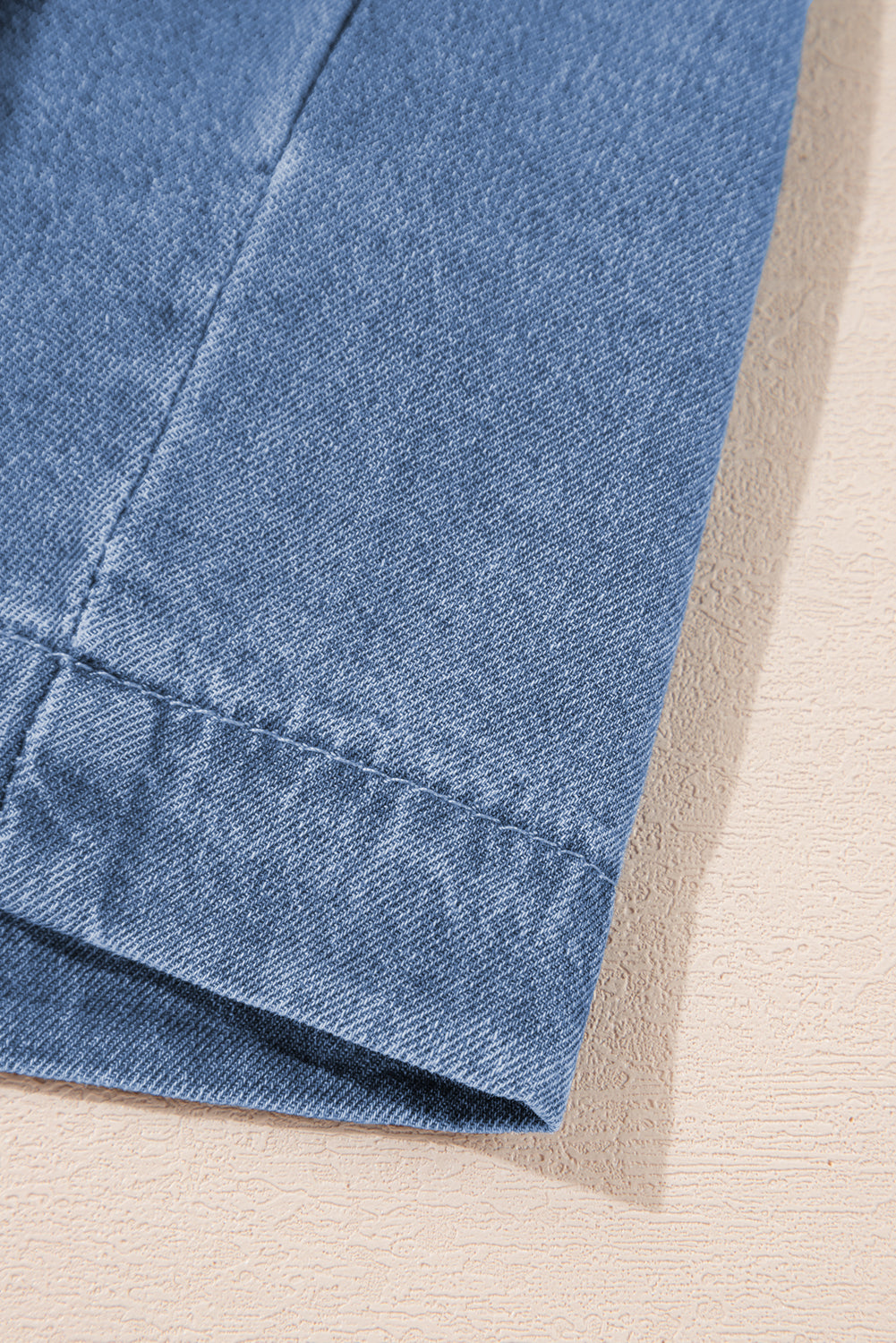 Bow Tie Front Bubble Sleeve Denim Shirt