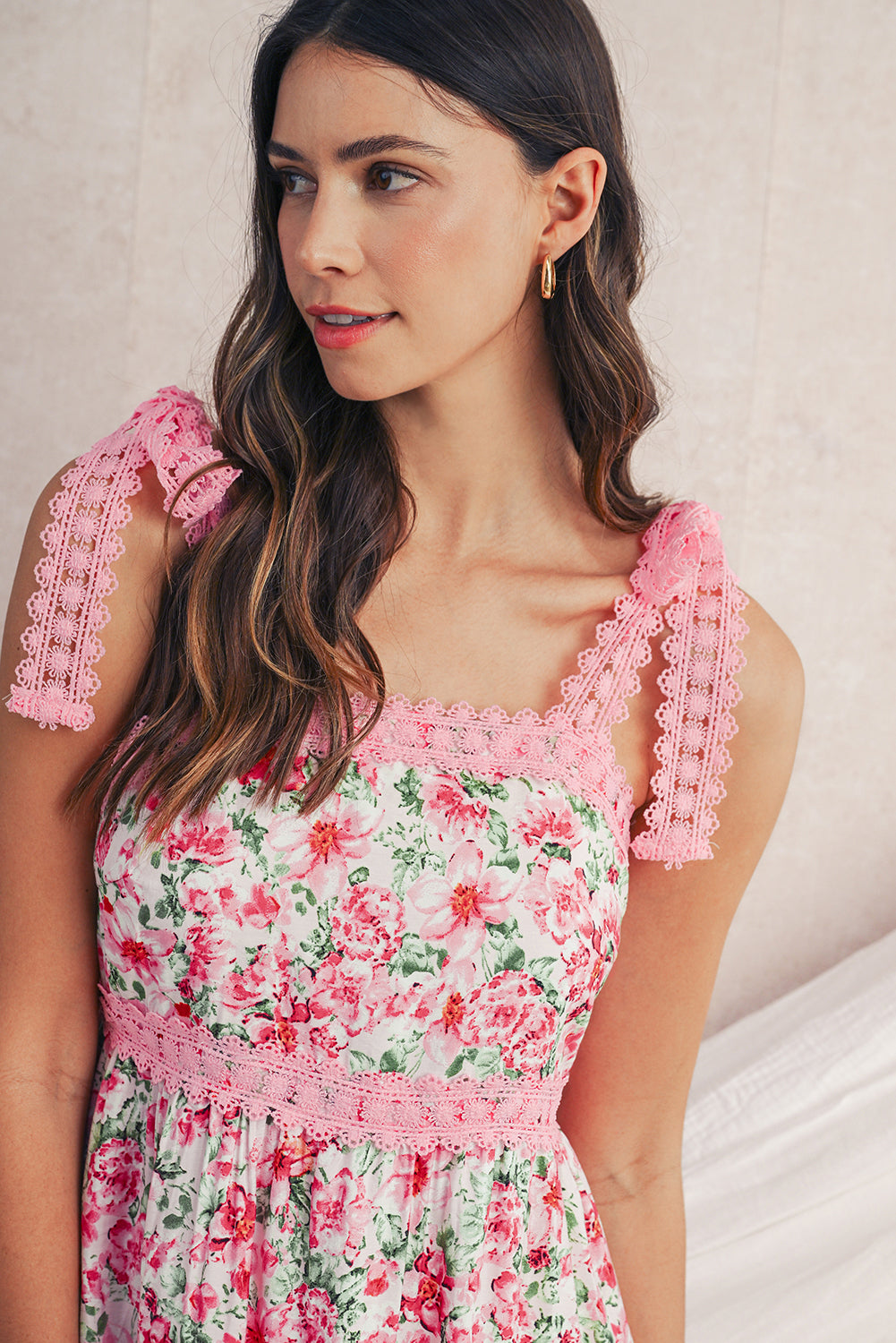 Floral Lace Tied Maxi Dress
