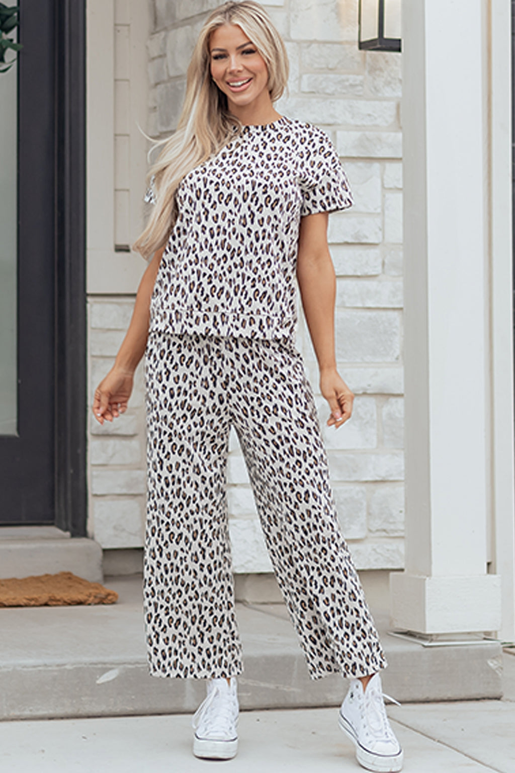 Leopard Tee and Pants Outfit