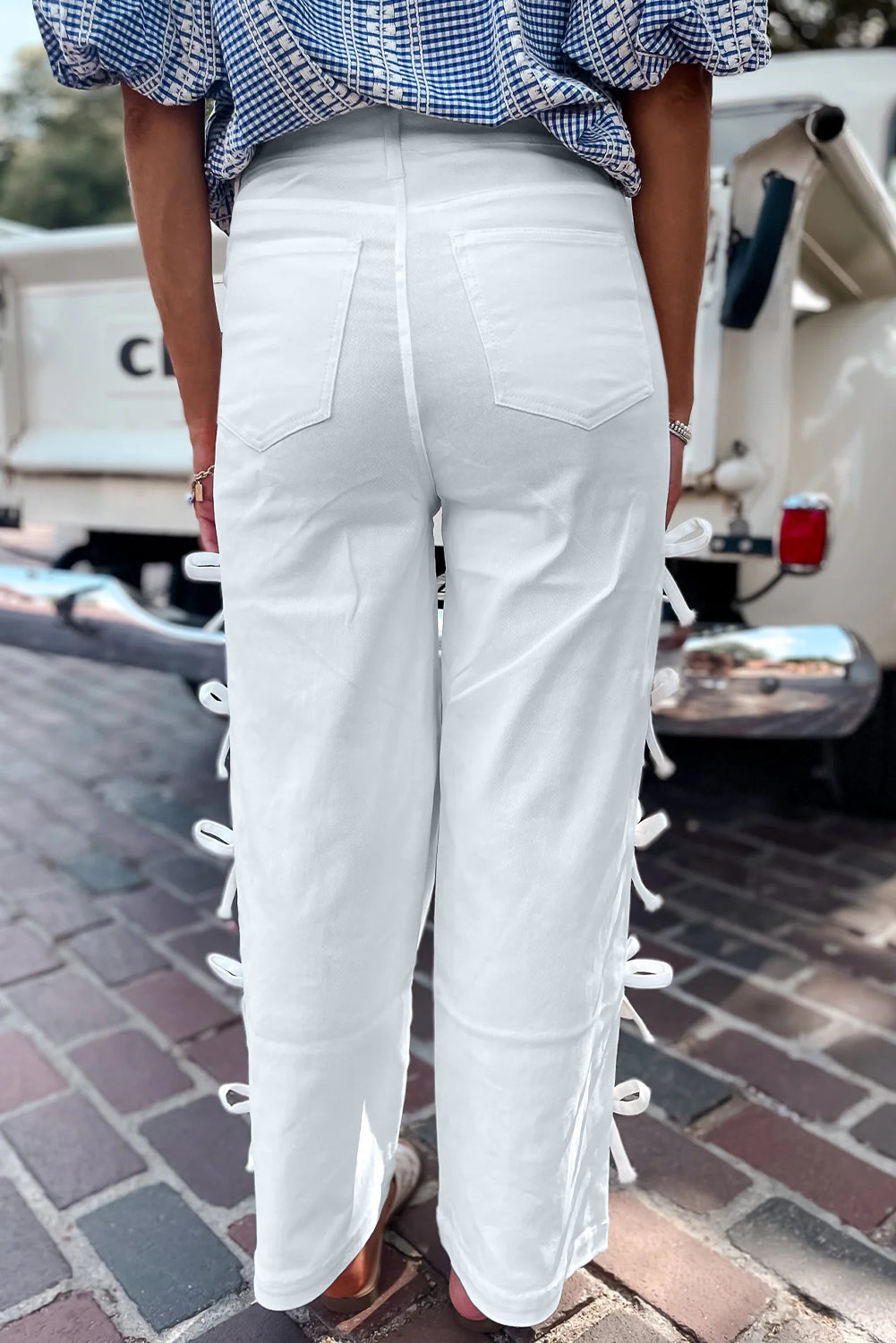 Bowknot Straight Leg Loose Jeans